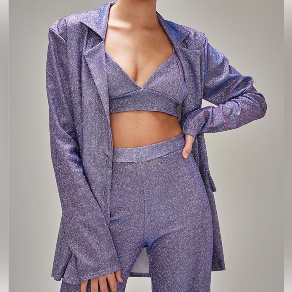 NWT Lilac Glitter Oversized Blazer